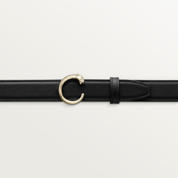 Belt, Panthère de Cartier, Size M (85 cm) Black cowhide, golden-finish buckle