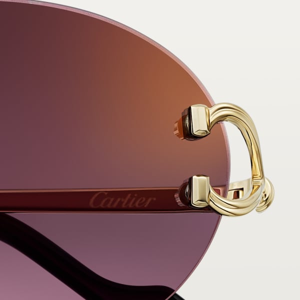Classic C Motif Sunglasses Smooth golden-finish metal, grey and pink lenses
