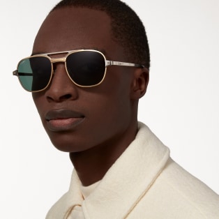 Santos de Cartier Sunglasses Bushed platinum finish metal, green lenses