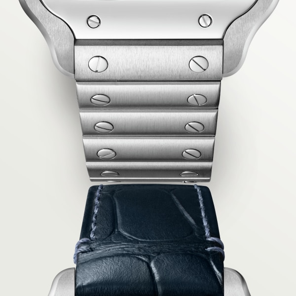Santos de Cartier腕表 中号表款，自动上链机械机芯，精钢，可替换式金属表链和皮表带