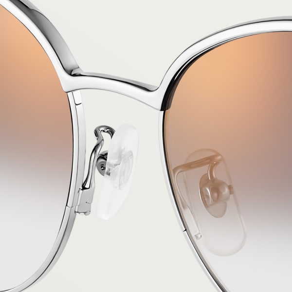 Panthère de Cartier Sunglasses Smooth platinum-finish metal, grey lenses