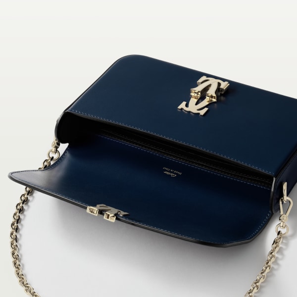 Mini chain bag, C de Cartier Midnight blue calfskin, golden finish