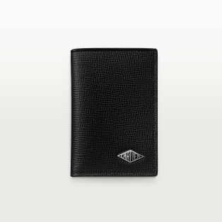 Cartier Losange系列4信用卡皮夹 黑色粒纹小牛皮，镀钯饰面