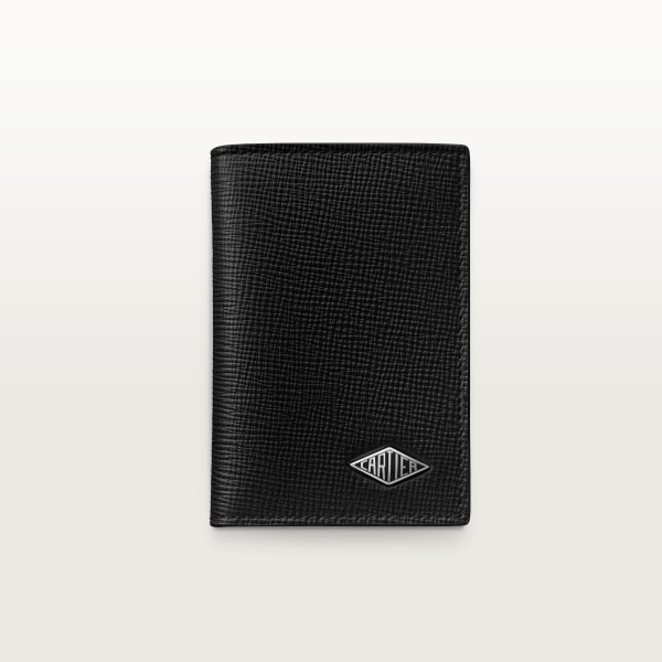 Four-credit card holder, Cartier Losange Grained black calfskin, palladium finish