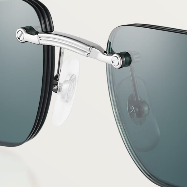 Première de Cartier Sunglasses Smooth platinum-finish metal, green lenses