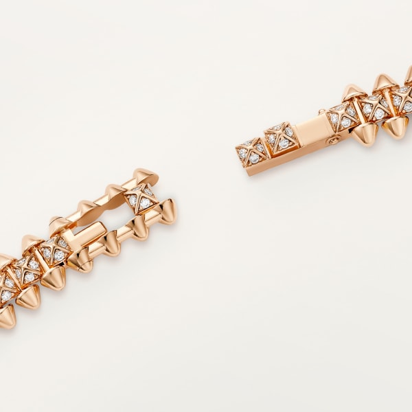 Clash de Cartier necklace, flexible, small model, paved  Rose gold, diamonds