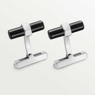 Santos de Cartier cufflinks Sterling silver, black PVD, palladium finish