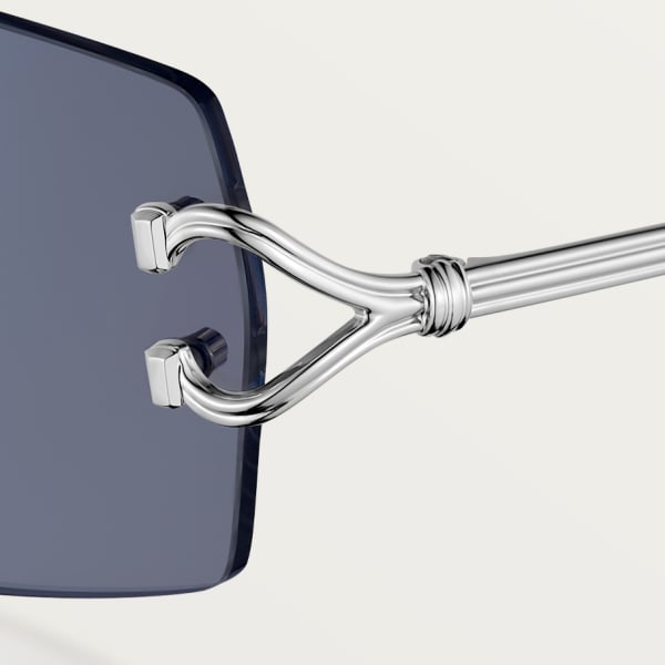 Sunglasses, Classic C de Cartier motif Smooth platinum-finish metal, blue photochromic lenses