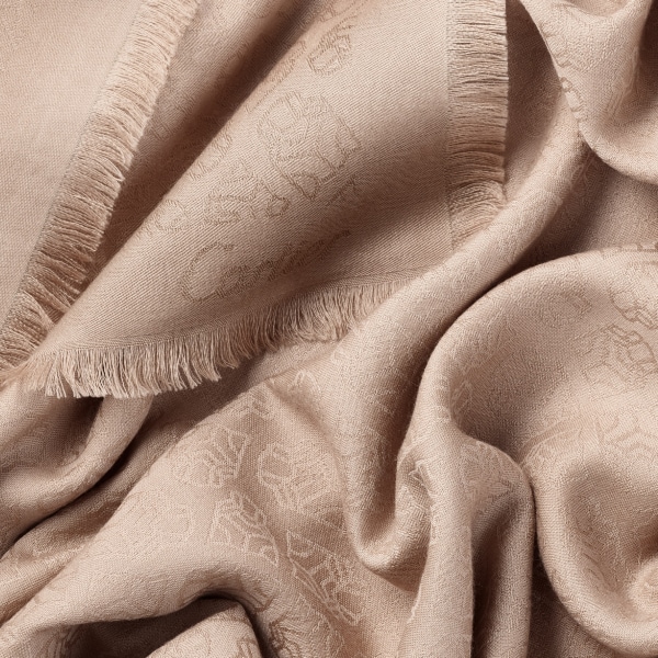 Panthère Graphique shawl Beige cashmere, wool and silk.