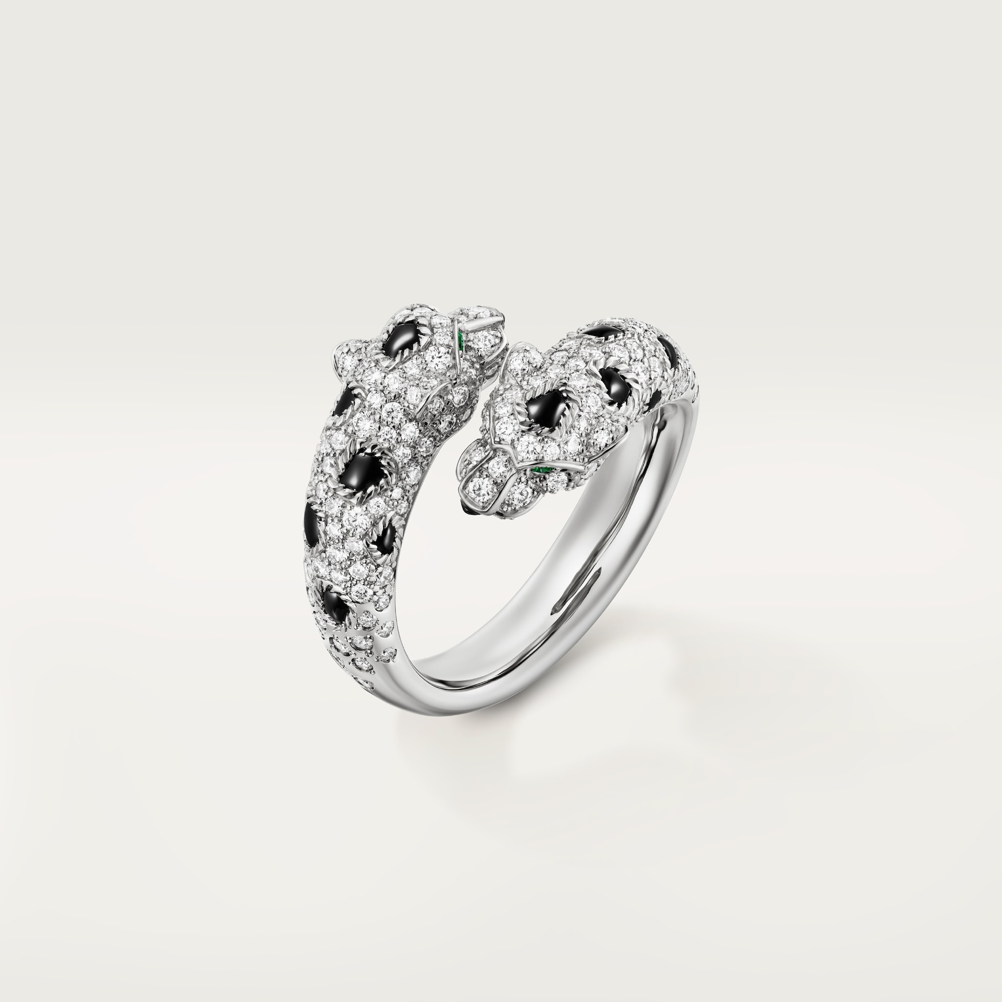 Panthère de Cartier ringWhite gold, diamonds, onyx, emeralds