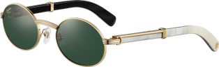 Première de Cartier Eyewear - Sunglasses Smooth gold and platinum finish metal, white horn, grey lenses