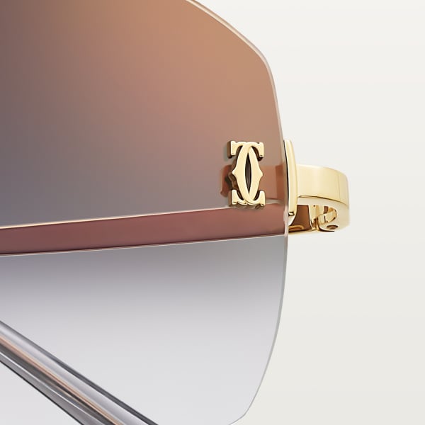 C de Cartier Sunglasses Smooth golden-finish metal, grey lenses