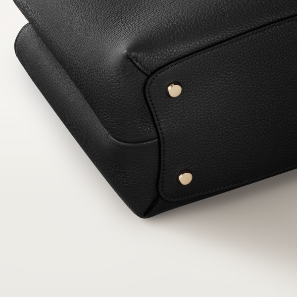 Top handle bag small model, Panthère de Cartier Black grained calfskin