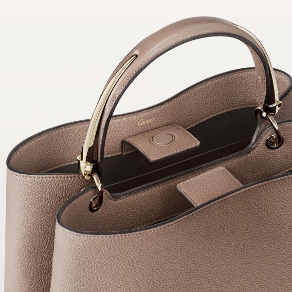 Medium model handle bag, Panthère Double de Cartier Clay-coloured grained calfskin