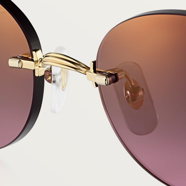 Classic C Motif Sunglasses Smooth golden-finish metal, grey and pink lenses