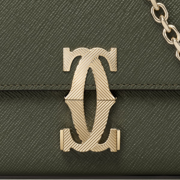 Mini bag, C de Cartier Green tea calfskin, golden-finish with gadroon motif