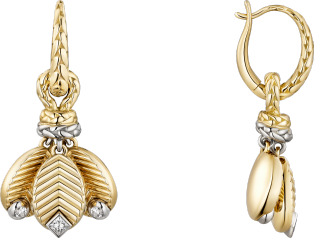 Grain de Café earrings Yellow gold, white gold, diamonds