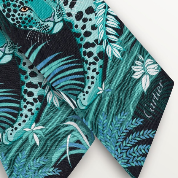 Scarf  Black and petrol blue silk twill