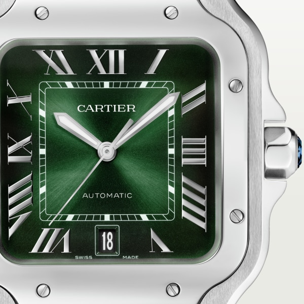 Santos de Cartier watch Large model, automatic movement, steel, interchangeable metal and leather bracelets