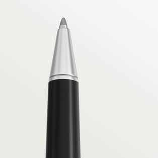 Santos de Cartier ballpoint pen Engraved metal, black lacquer, black composite, palladium finish