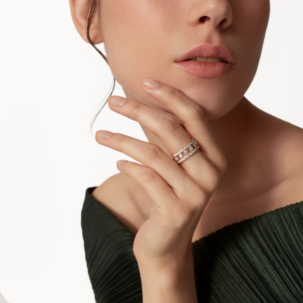 Broderie de Cartier ring, triple row, diamonds Rose gold, diamonds