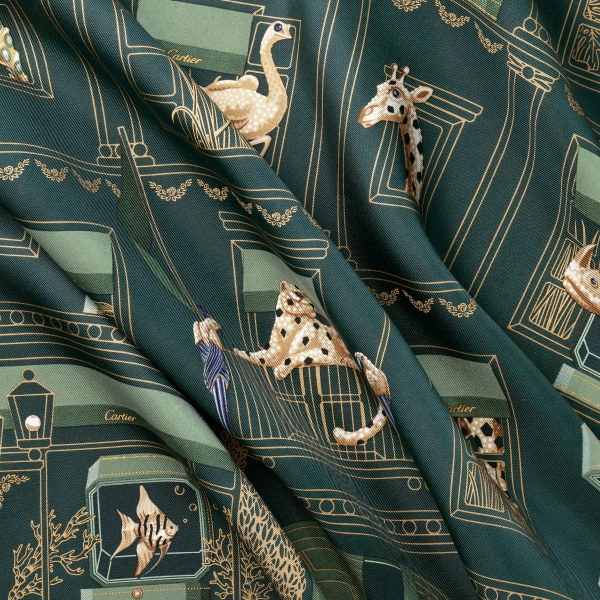 90 scarf, Precious Address Green tea silk twill