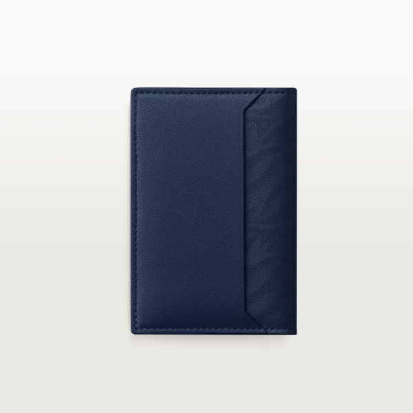 4 credit card holder, Must de Cartier Navy blue perforated logo calfskin, palladium finish 