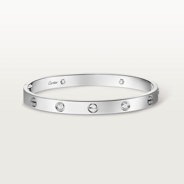 Love bracelet, classic model, 4 diamonds, one screw closure White gold, diamonds