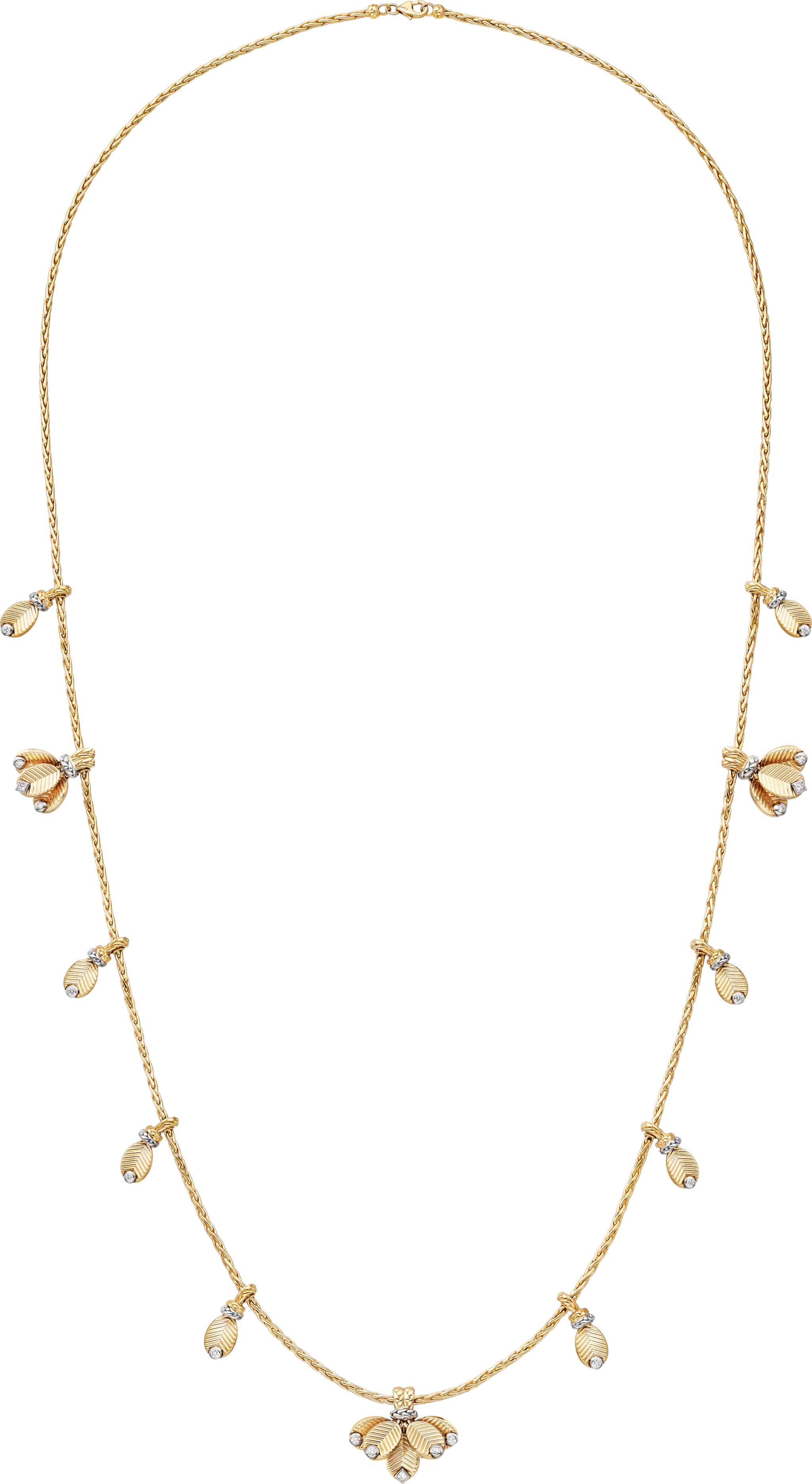 Grain de Café long necklaceYellow gold, white gold, diamonds