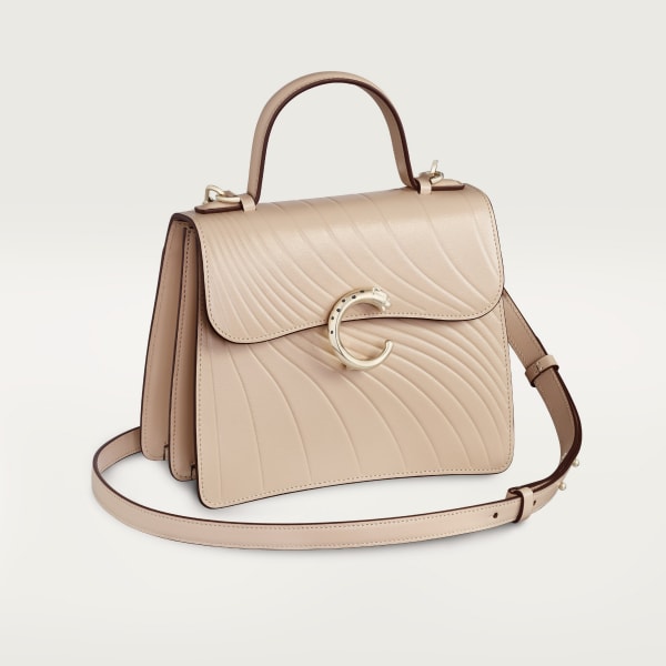 CRL1002502 Small model handle bag Panthere de Cartier Light beige calfskin embossed Cartier signature motif golden finish Cartier