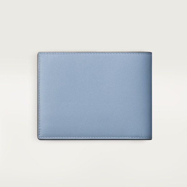 6 credit card compact wallet, Must de Cartier Sky blue calfskin, palladium finish