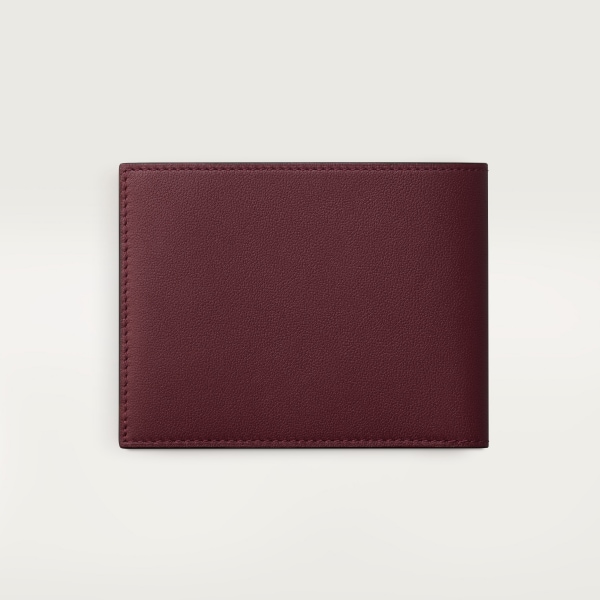 6 credit card compact wallet, Must de Cartier XL logo perforated burgundy calfskin, golden finish