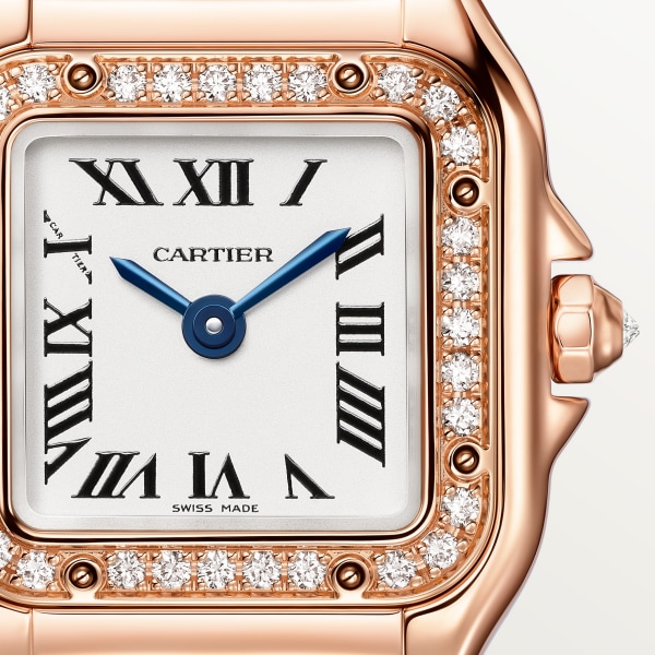 Panthère de Cartier watch Mini model, quartz movement, rose gold, diamonds