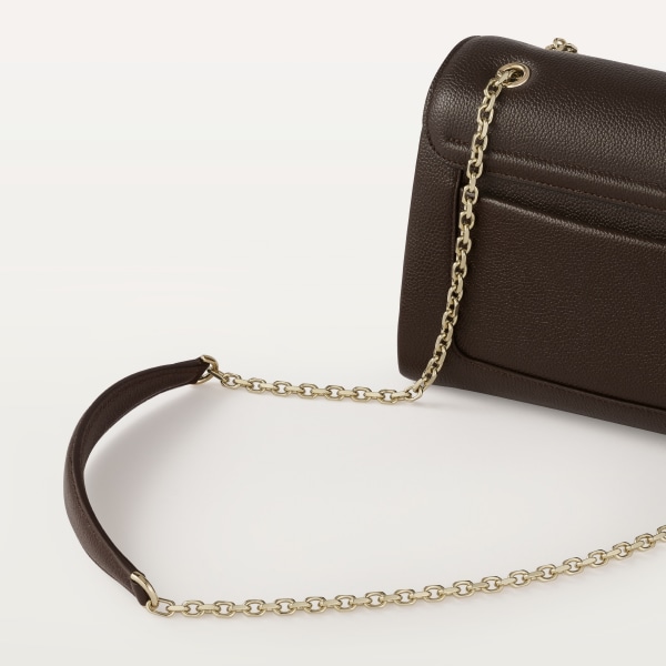 Sac chaîne petit modèle, Panthère de Cartier Tonka brown grained calfskin, golden finish