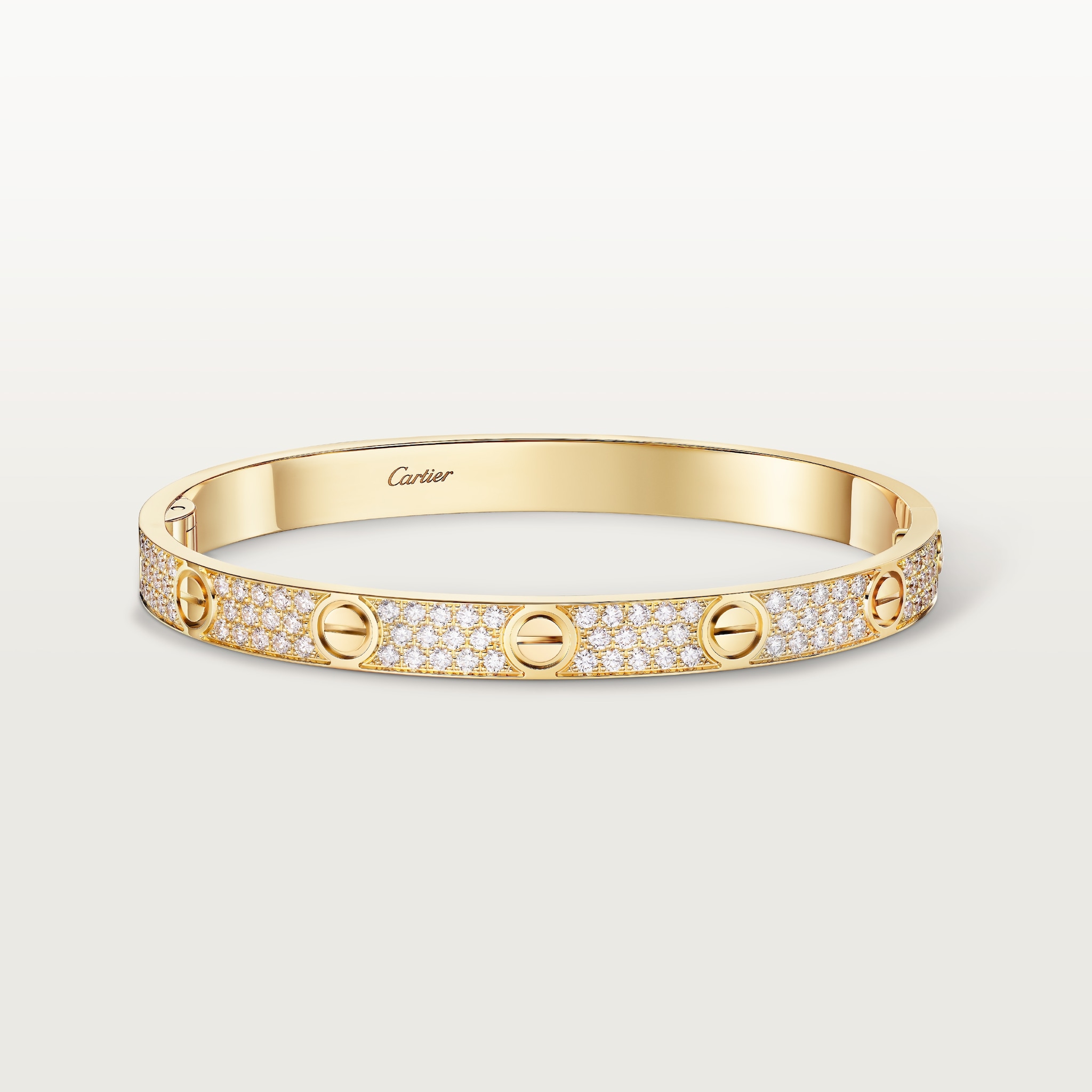 Love bracelet, classic model, pavedYellow gold, diamonds