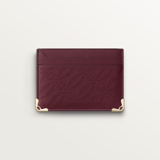 Double card holder, Must de Cartier Burgundy perforated logo calfskin, golden finish