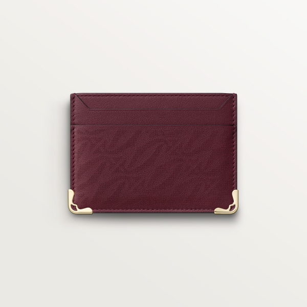 Double card holder, Must de Cartier Burgundy perforated logo calfskin, golden finish