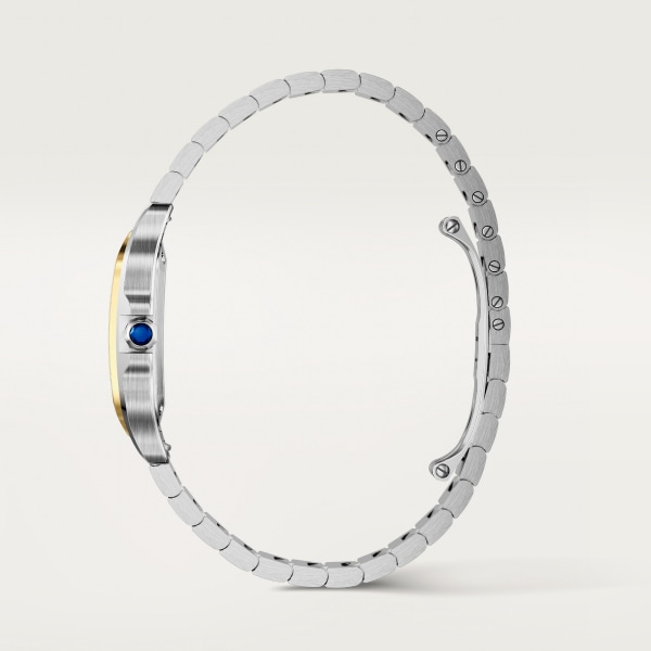 Santos de Cartier watch Small model, quartz movement, yellow gold and steel, interchangeable metal and leather straps