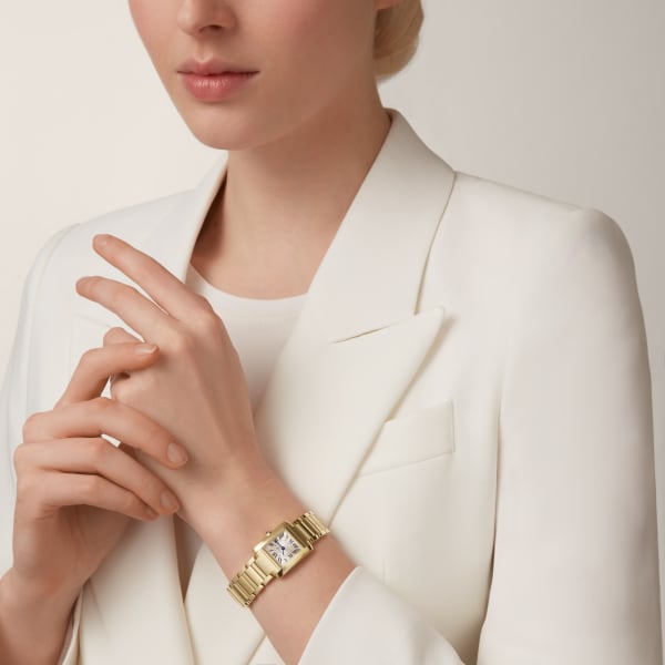 Tank Française watch Small model, quartz movement, yellow gold