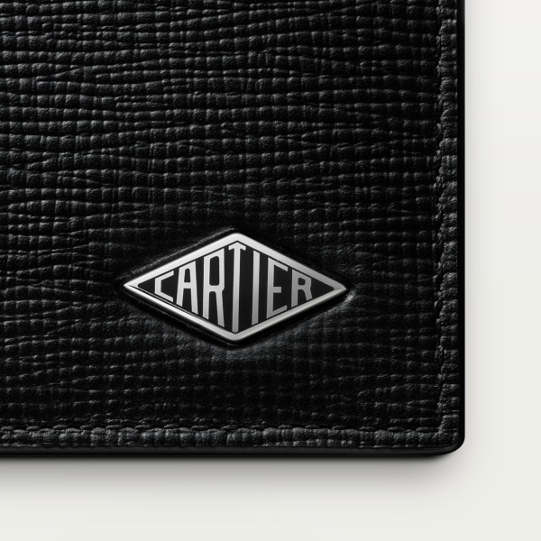Cartier Losange系列4信用卡皮夹 黑色粒纹小牛皮，黑色珐琅和镀钯饰面