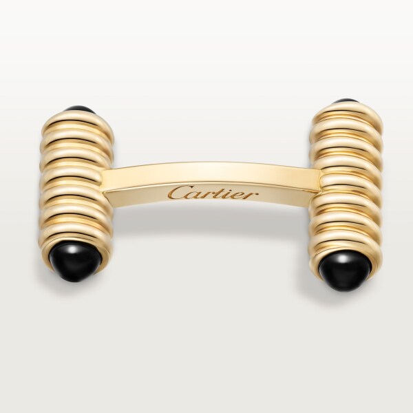 Cufflinks with spring motif Yellow gold, onyx