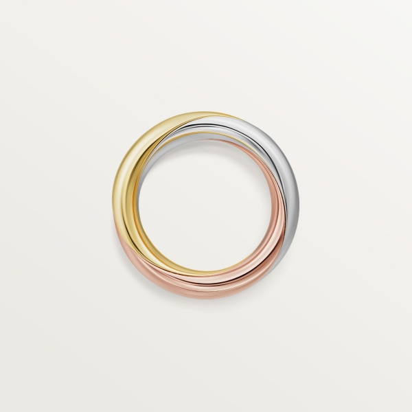Trinity ring, semi-paved White gold, yellow gold, rose gold, diamonds