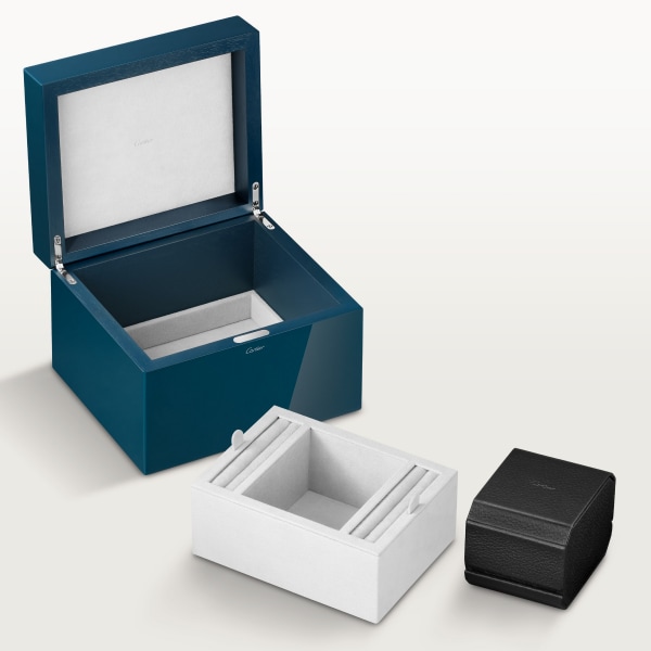 Santos de Cartier one watch and cufflink box Lacquered wood