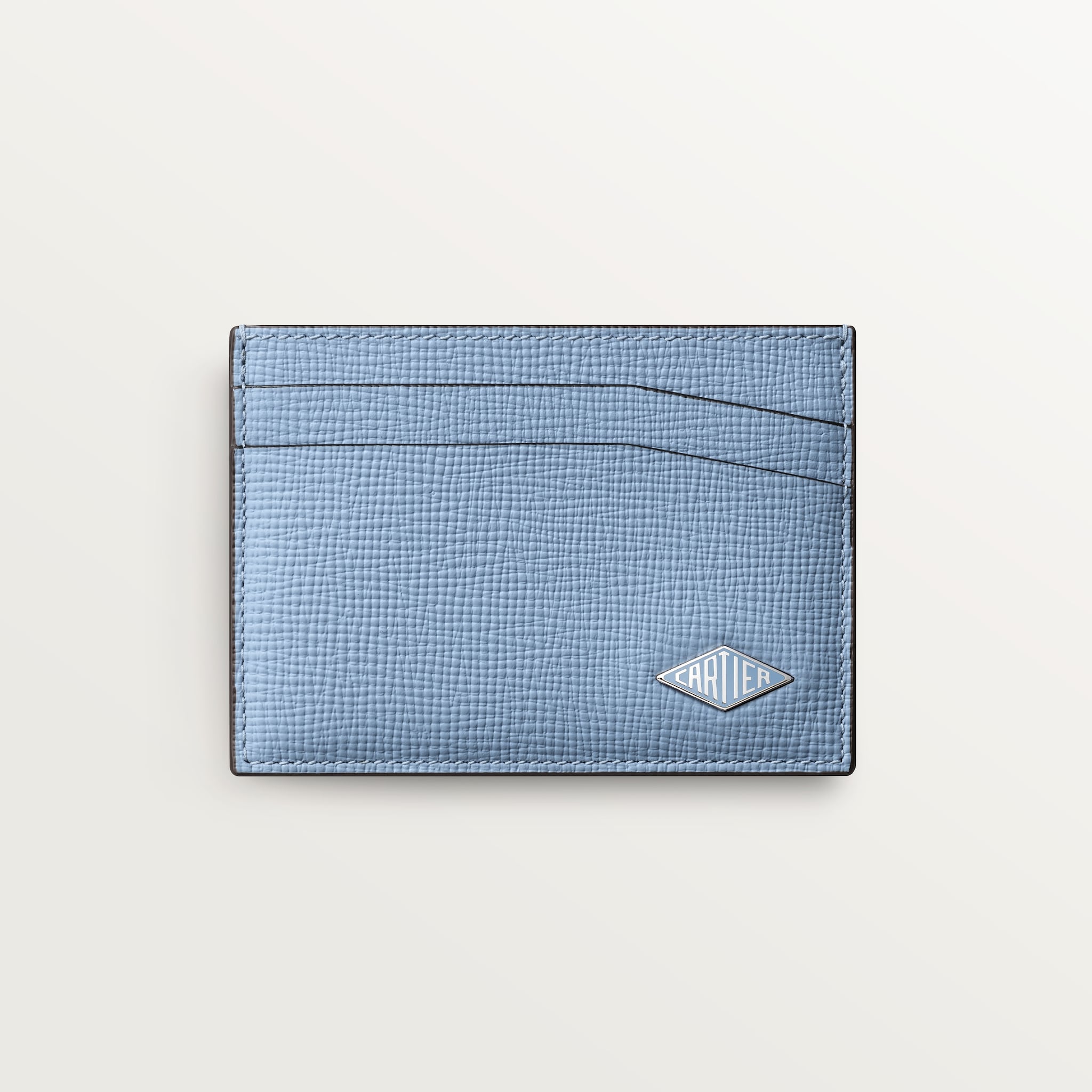  Card holder, LosangeSky blue grained calfskin, sky blue enamel and palladium finish