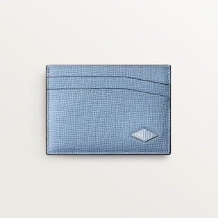  Card holder, Losange Sky blue grained calfskin, sky blue enamel and palladium finish