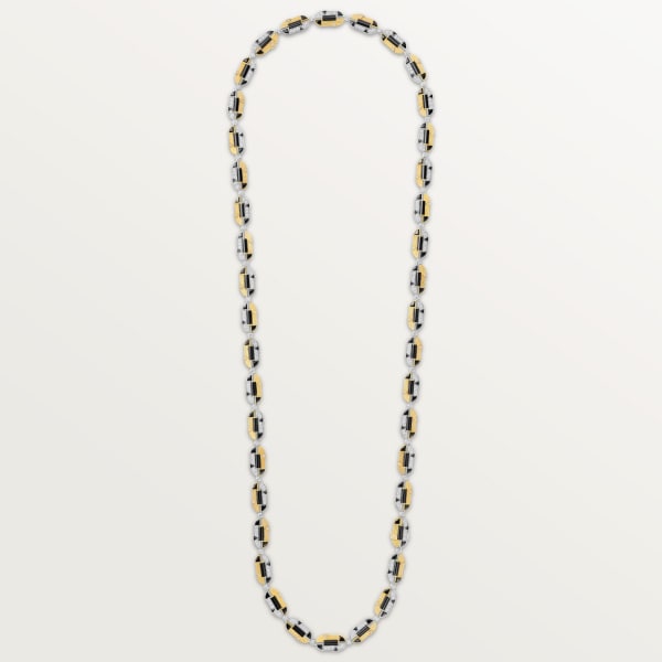 Géométrie & Contrastes necklace, onyx, transformable, paved Yellow gold, white gold, onyx, diamonds