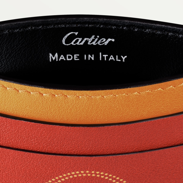 Must de Cartier系列小皮具，短夹 赤陶色圆点亮面小牛皮，镀钯饰面