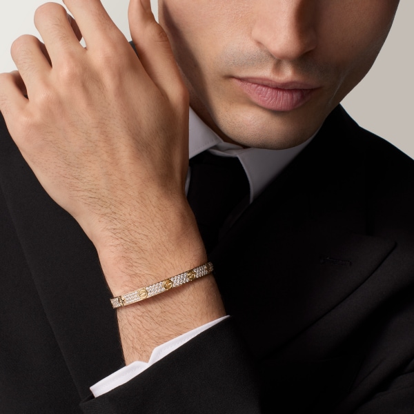 Love bracelet, classic model, paved Yellow gold, diamonds