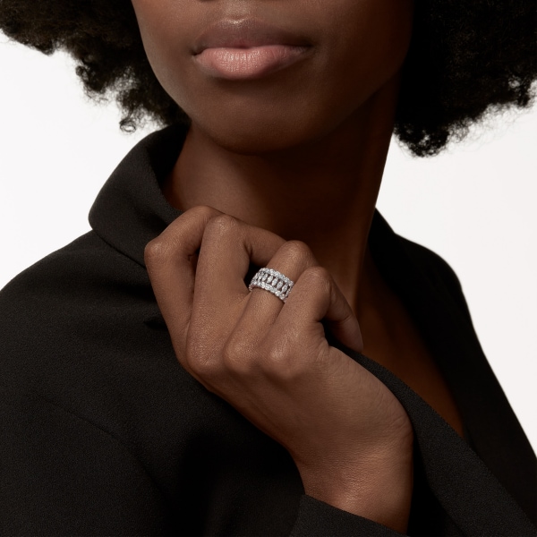 Broderie de Cartier ring, triple row, diamonds White gold, diamonds