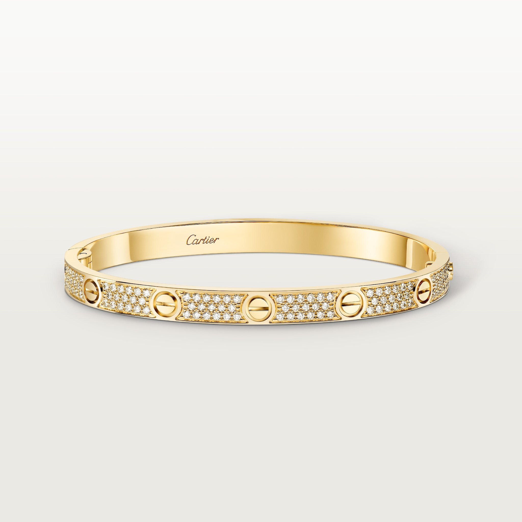 Love bracelet, medium model, pavedYellow gold, diamonds